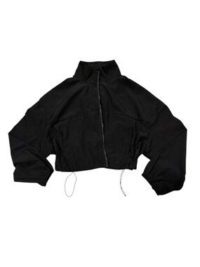 Shein Women’s Black Cropped Windbreaker Jacket - Size M